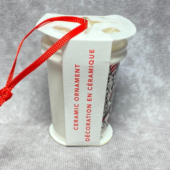 Starbucks 2017 Holiday Ceramic Ornament Red Cup With Ribbon Hanger - Picture 5 of 7